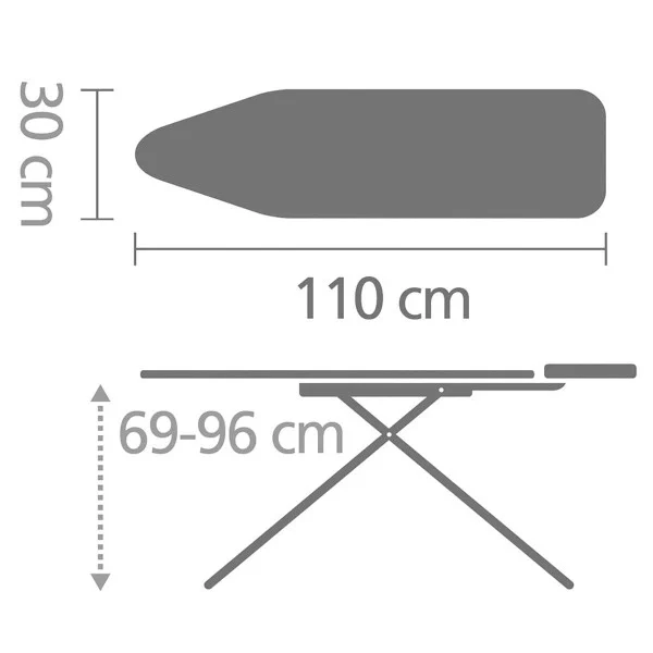 קרש גיהוץ ארגונומי מידה Brabantia A - ironing board a a 110x30cm brabantia morning breeze measurements y