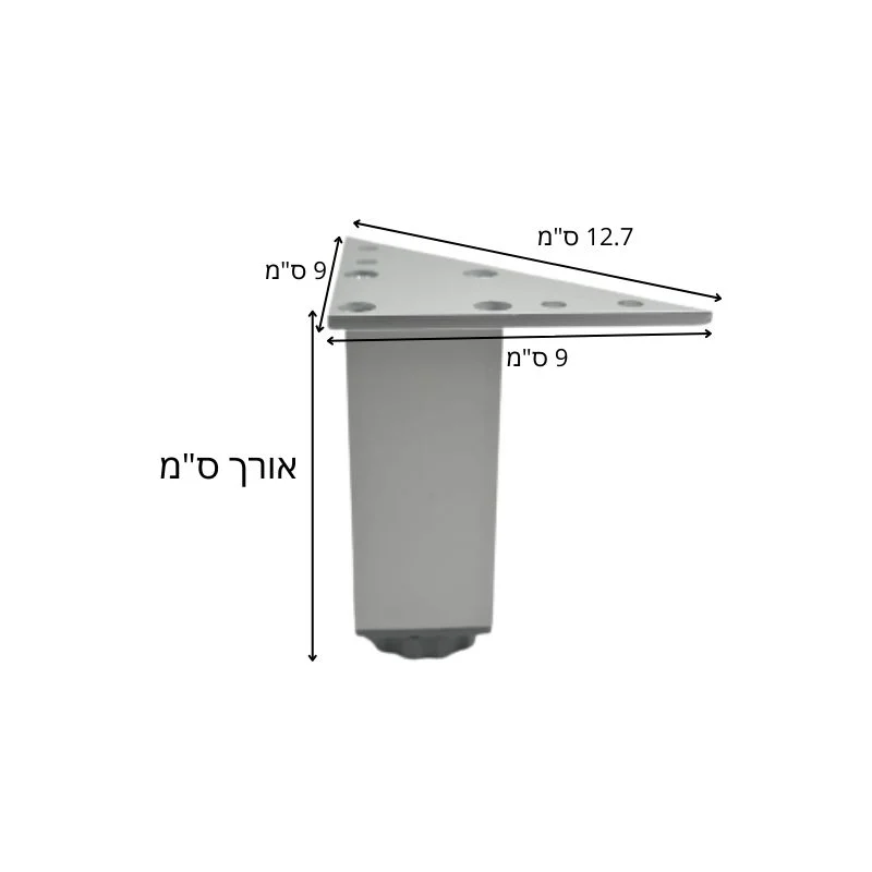 רגל לרהיט אלומיניום מרובע + כיוון - גלגלים ורגליים