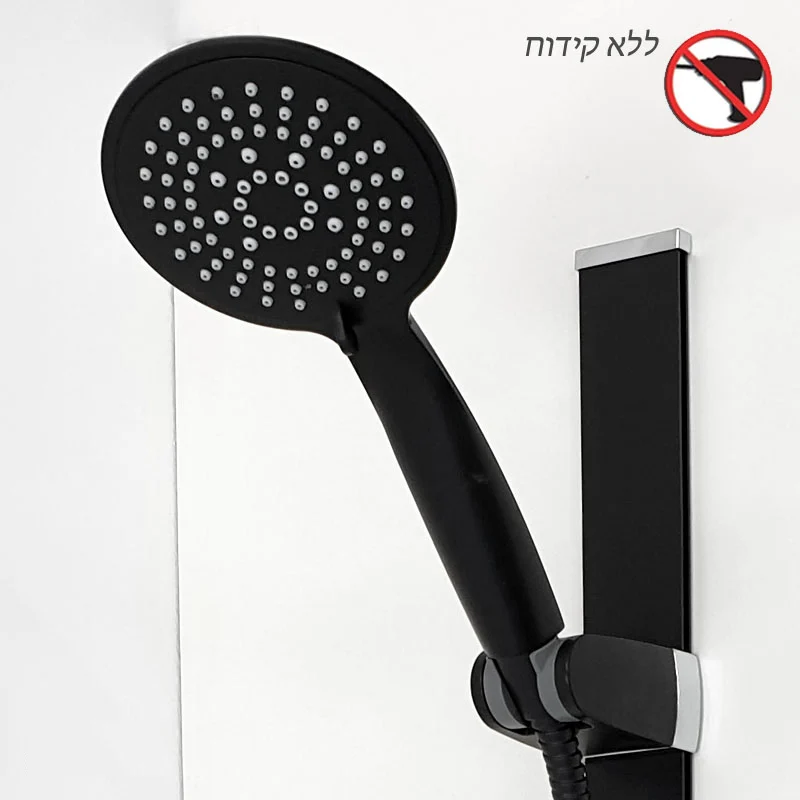 מוט רחצה בהדבקה מתכוונן ללא קידוח שחור מט – תמונה 6