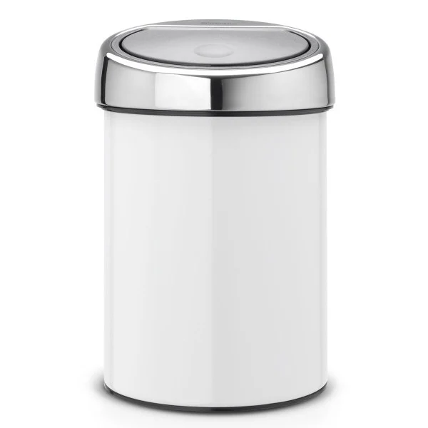 סט לשירותים לבן עם פח נתלה Brabantia - touch bin 3l white