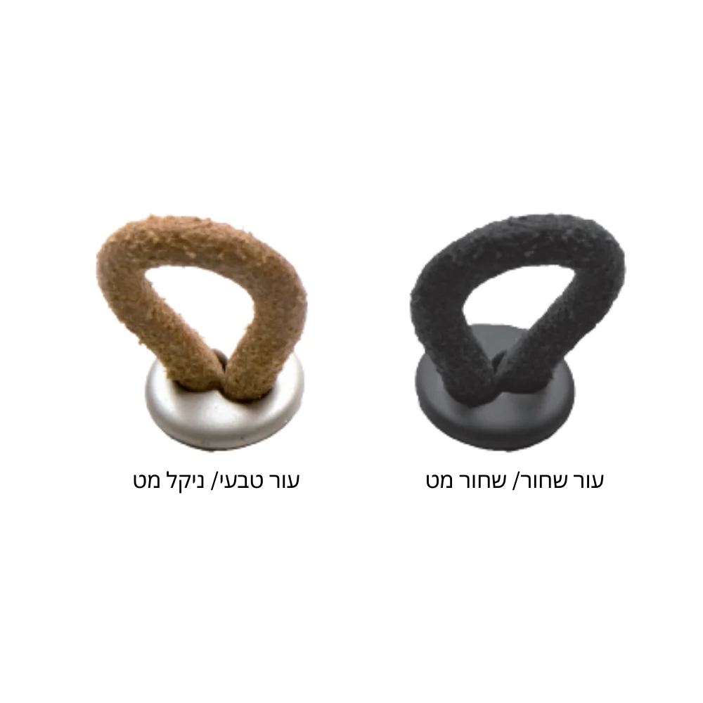 ידית כפתור בשילוב עור דגם MN400 - ידיות לרהיטים
