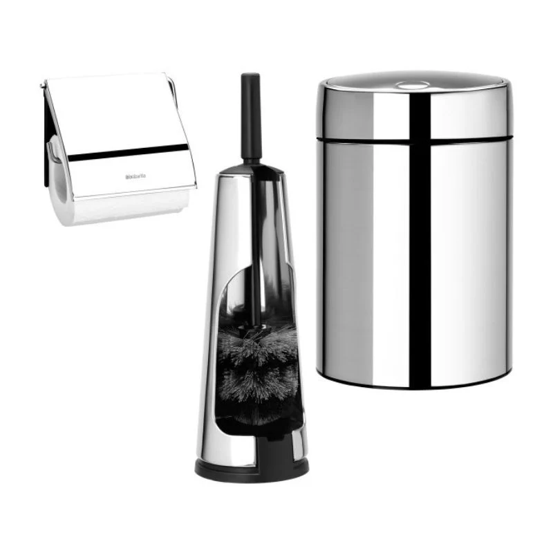 סט לשירותים ניקל מבריק עם פח נתלה Brabantia - R 11T140515.