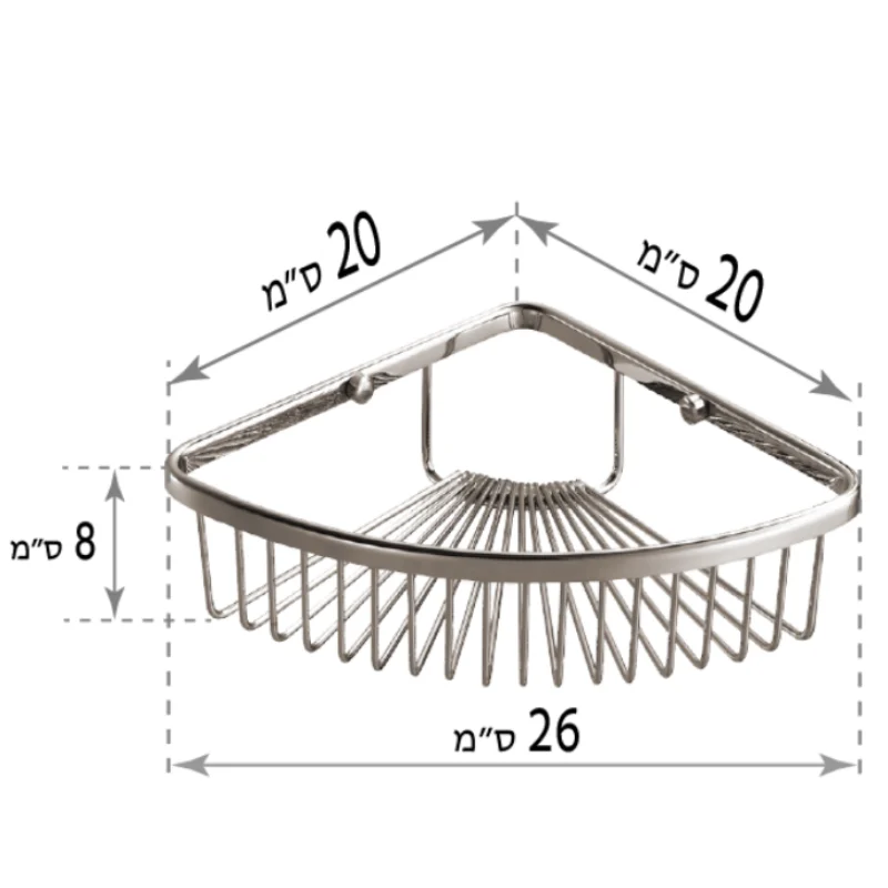 רשת מעוגלת פינתית לקיר מקלחת ניקל מוברש - אמבטיה ורחצה