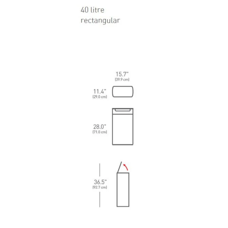 פח טאץ' בר מלבני נירוסטה 40 ליטר - Untitled design