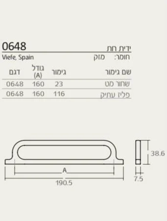 ידית מודרנית לארונות מטבחים וריהוט דגם 0648 - ידיות לרהיטים