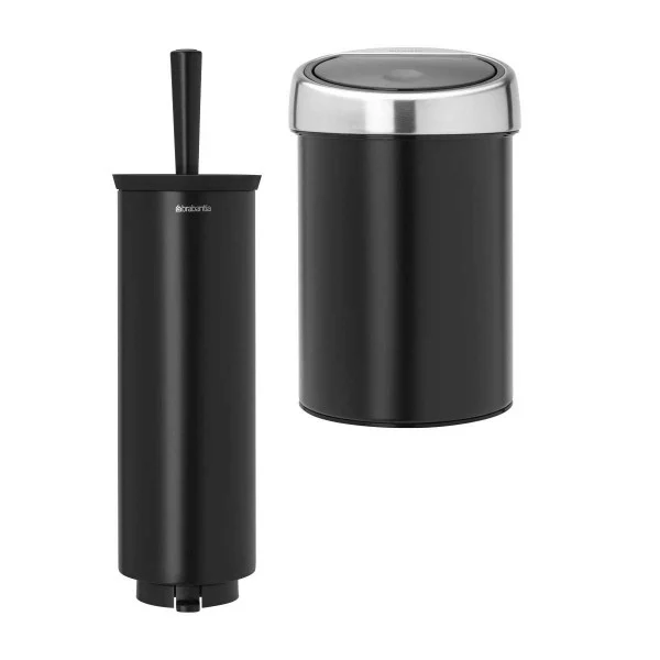 סט לשירותים נתלה שחור מט Brabantia - brabantia bathroom set black touch bin y th