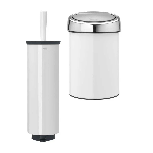 סט לשירותים, נתלה לבן Brabantia - brabantia bathroom set white touch bin y th