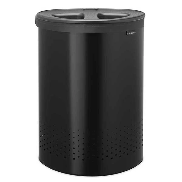 סל כביסה אובלי מחולק 55 ליטר שחור מט Brabantia
