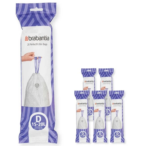 קרטון שקיות קוד D לפח אשפה 15-20 ליטר – 120 שקיות Brabantia - פחי אשפה