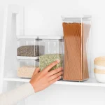 סט 4 מיכלי אחסון פלסטיק שקוף Brabantia – ללא BPA - brabantia plastic canisters light grey lids y 4p set
