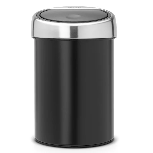 סט לשירותים שחור מט עם פח נתלה Brabantia - brabantia wall mounted touch bin 3l matt black front y