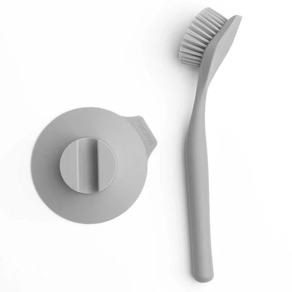 מברשת כלים – Brabantia - dish brush with suction cup holder mid grey brabantia y