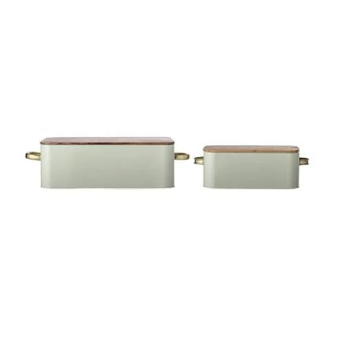 סט 2 ארגזי לחם Brass Bin – ירוק / במבוק 97308182 Bloomingville