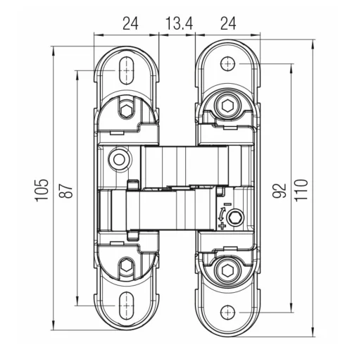 ציר סמוי מתכוונן לעומס 60 ק״ג Kombi Hybrid - פרזול לדלתות