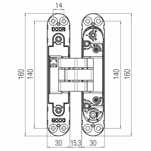 ציר סמוי מתכוונן לעומס 120-140 ק״ג Ku-Bi7 - פרזול לדלתות