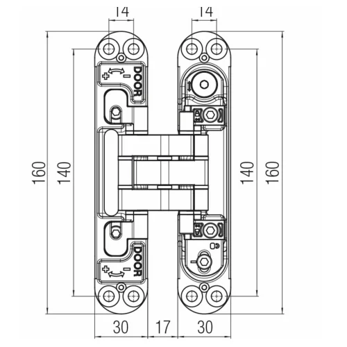 ציר סמוי מתכוונן לעומס 120-140 ק״ג Ku-Bi7 KINOX - kubi7 k7316 מידות