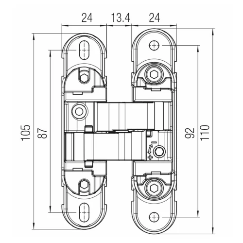 ציר סמוי מתכוונן לעומס 40 ק״ג Kombi Hybrid - פרזול לדלתות