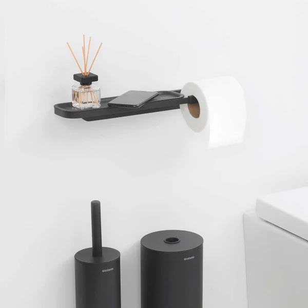 מתקן לנייר טואלט ומדף Brabantia MindSet - mindset toilet roll holder with shelf mineral infinite grey brabantia y
