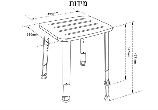 כסא למקלחת מתכוונן מעץ טיק מלא - product