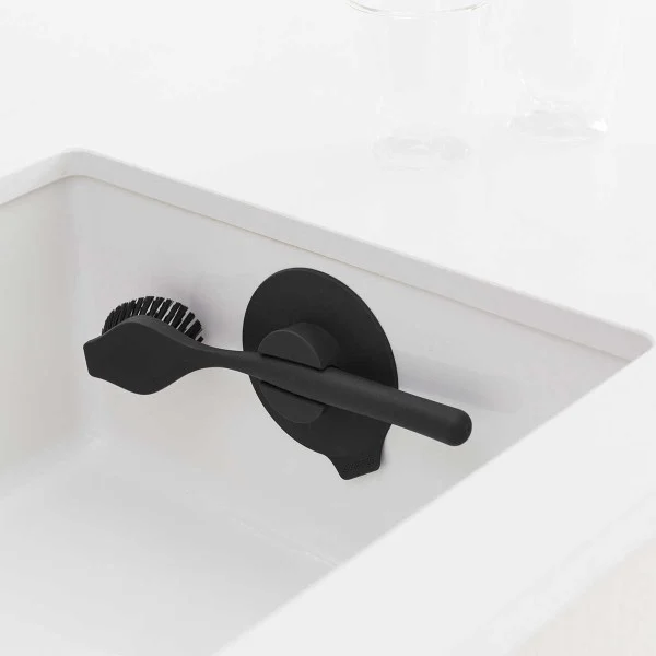 מברשת כלים – Brabantia - sinkside dish brush suction cup holder dark grey brabantia inuse y