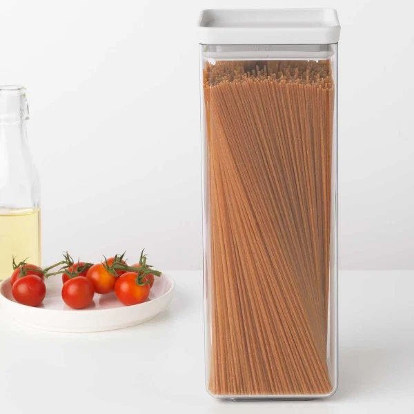 סט 3 מיכלי אחסון פלסטיק שקוף 2.5 ליטר Brabantia – ללא BPA - square canister 5l tasty light grey brabantia pasta y