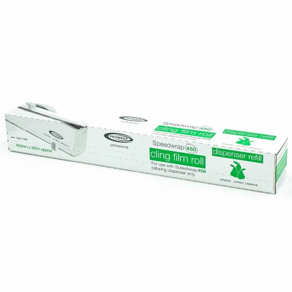 ניילון נצמד Speedwrap 450 – גליל מילוי למכשיר עטיפה מקצועי - wrapex speedwrap catering cling film roll y hrf4530ref box
