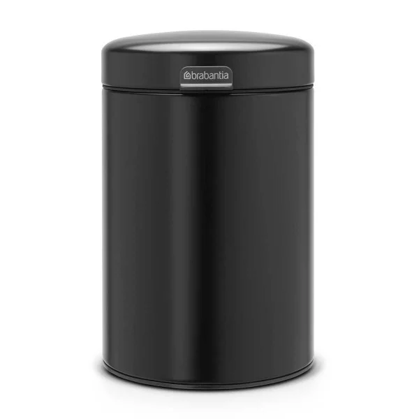 סט לשירותים שחור מט עם פח נתלה Brabantia - y wall mounted bin newicon 3l matt black