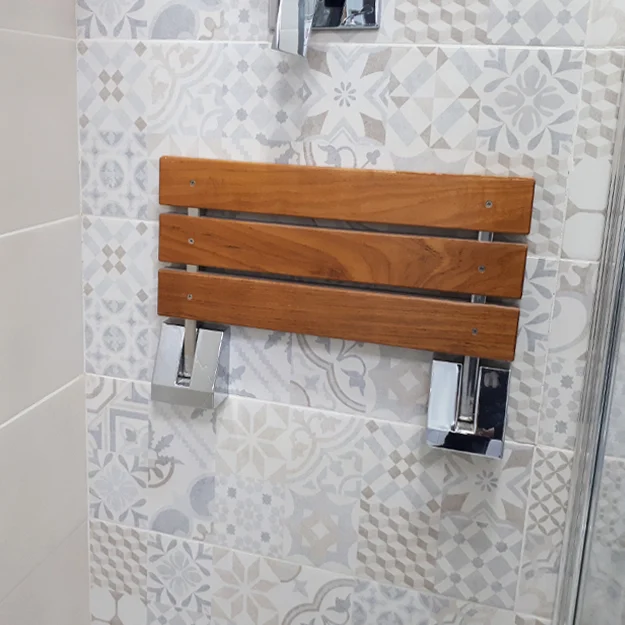 כסא מתקפל יוקרתי למקלחת מעץ טיק מלא - אמבטיה ורחצה