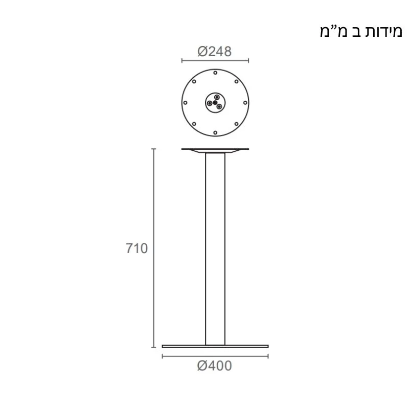רגל עגולה מרכזית לשולחן דגם 120 - גלגלים ורגליים