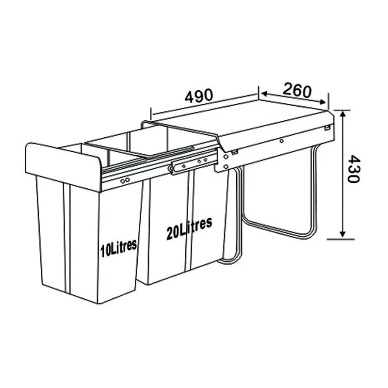 פח אשפה 2X20 ליטר DB-20B - ארגון ואחסון