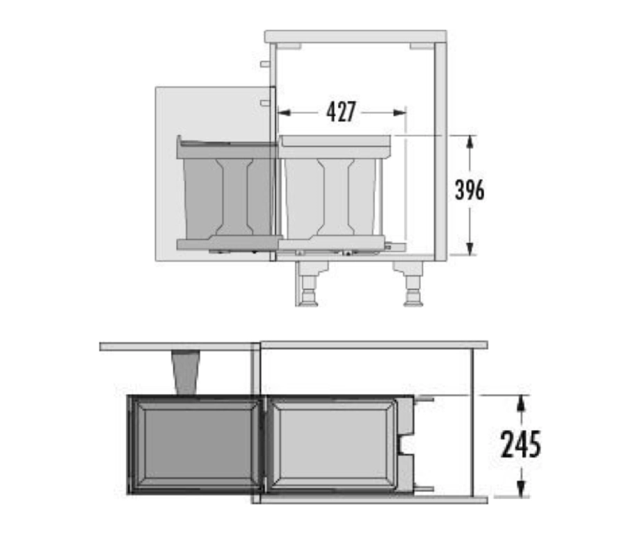 פח אשפה לדלת 40 ס"מ 20L - HA